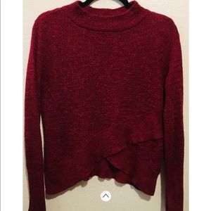 Free People XS Crossover Sweater Wine Mock Neck